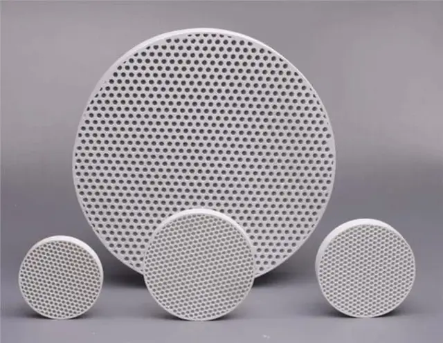 Stack of ceramic foundry filters ready for packing