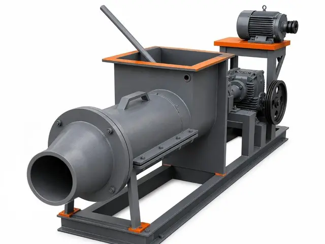 KE-PM2 heavy-duty pugmill on steel frame, studio catalogue shot