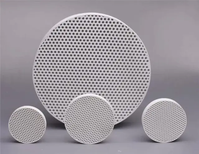 Stack of ceramic foundry filters ready for packing